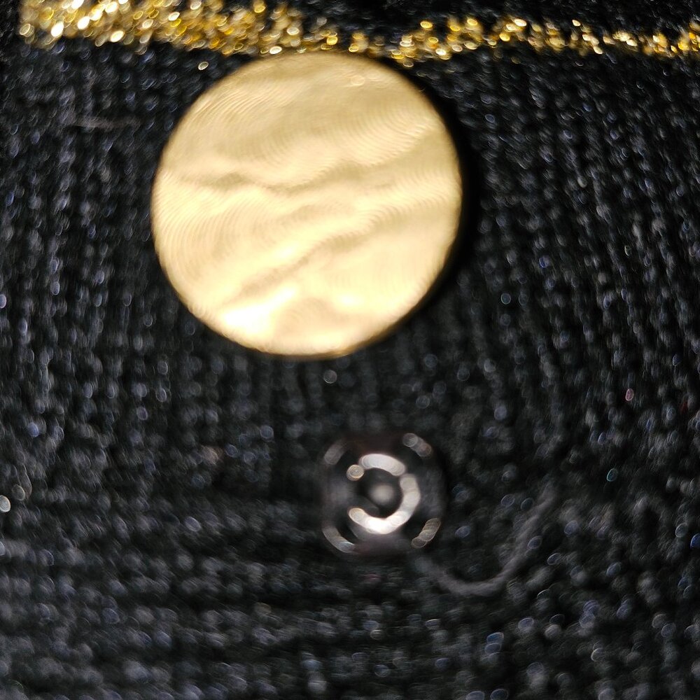 π₯HPπ₯CHANEL-STYLE BLACK CARDIGAN w/ GOLD ACCENTS FEATURING SIX BUTTON CLOSURE - Picture 9 of 12